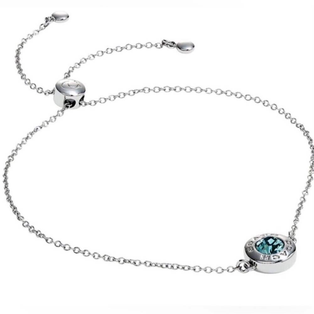 NEW‼️ COACH open circle Blue Gemstone Silver slider adjustable bracelet! - Picture 14 of 15